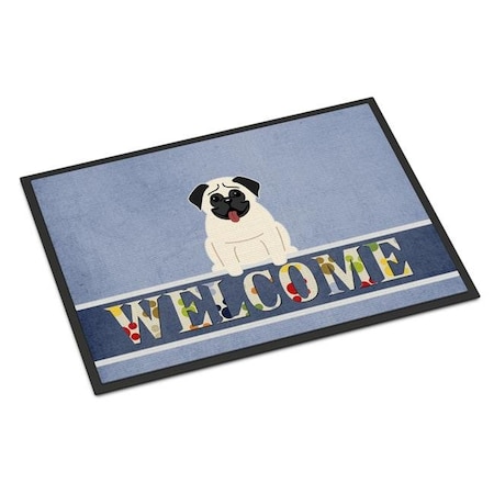 Carolines Treasures Carolines Treasures BB5585MAT 18 x 27 in. Pug Cream Welcome Indoor or Outdoor Mat BB5585MAT